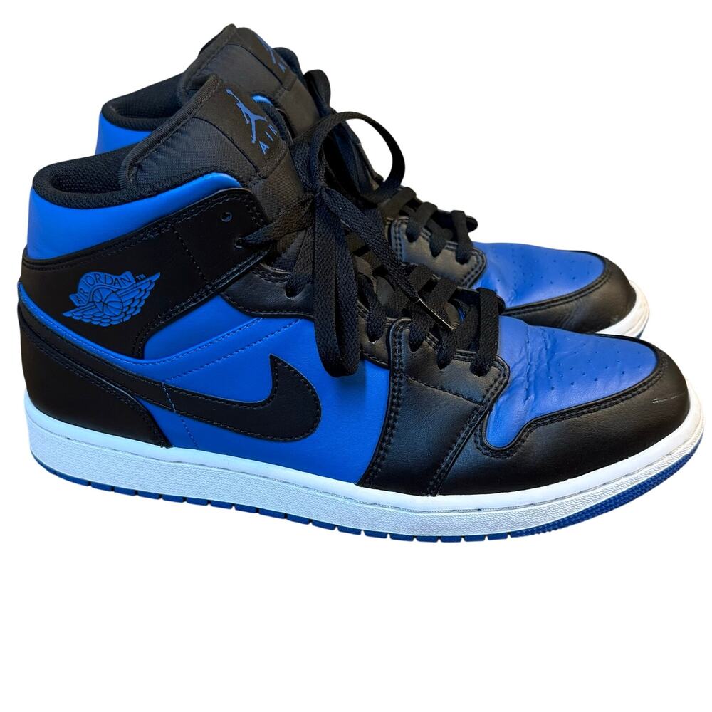 Nike Air Jordan 1 Mid GS Sneaker Leather Lace Up Blue Black Royal 2023 Men 11